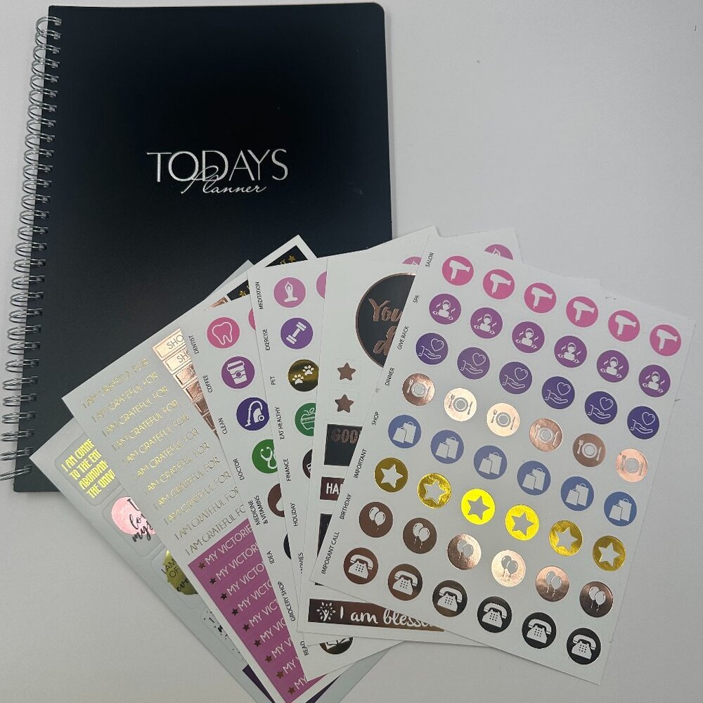 Today Hardcover 2025 Spiral Bound Undated Task Planner Notebook With Stickers